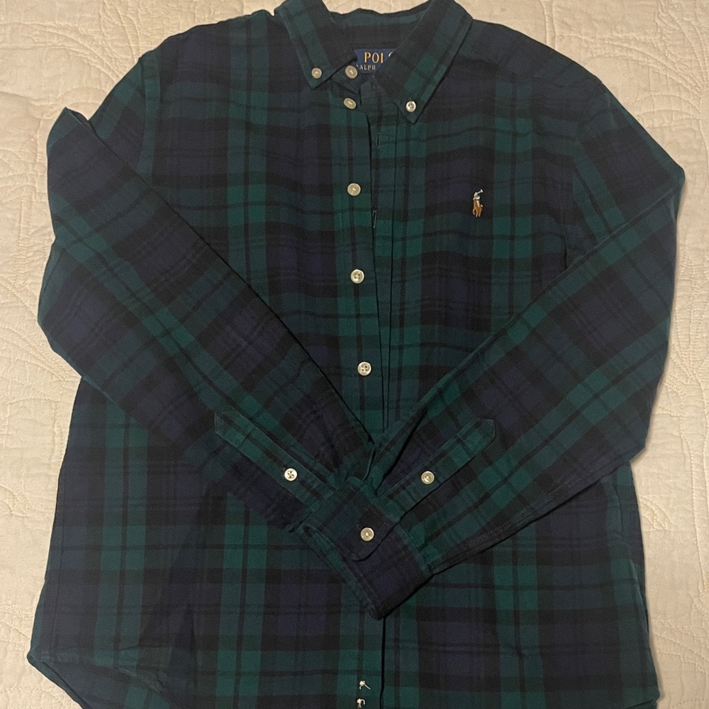 Polo by Ralph Lauren Boy’s Navy and Green Plaid Shirt